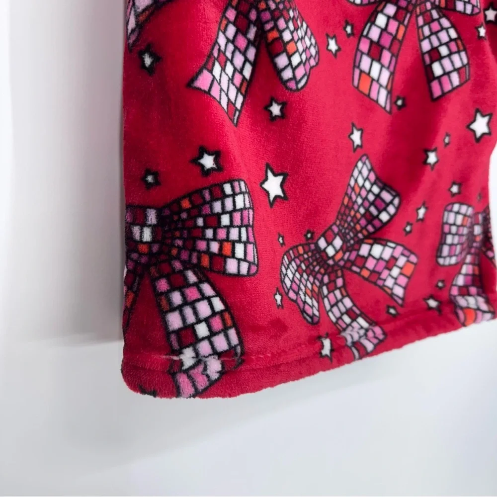 Be Merry & Bright Disco Bow Christmas Throw Blanket 50”x70” Feminine New Nwt